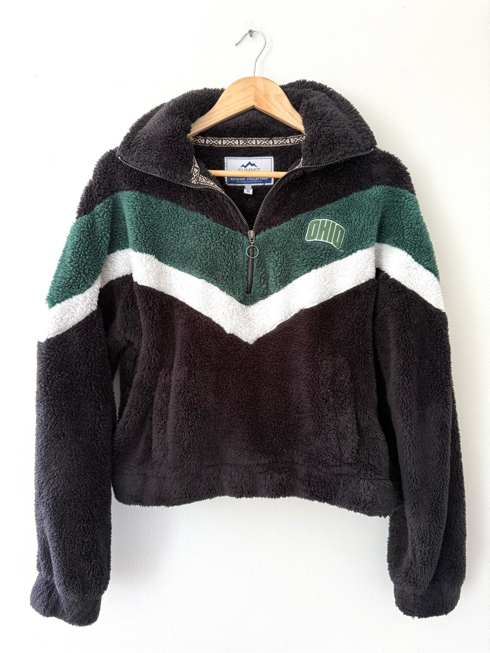 Summit Ohio University Bobcats Sherpa Fleece Crop Half Zip Game Day Pullover M